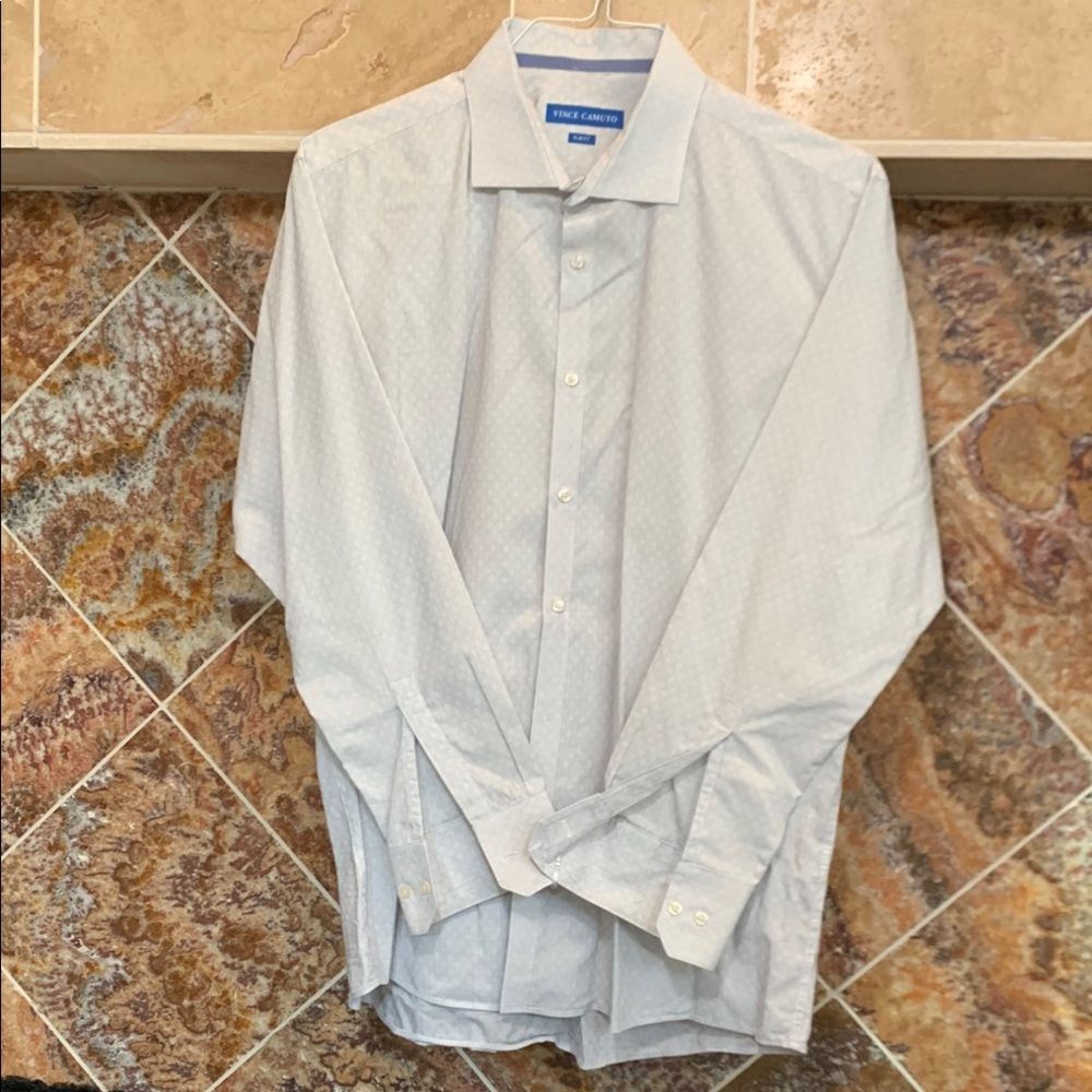 Men's Vince Camuto Slim Fit Textured Print Button Down Dress Shirt 17" 32/33